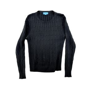 J. McLaughlin Women’s Black Cable Knit Crewneck Sweater Size Small Classic
